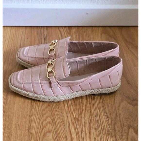 Schutz Patty Croc Embossed Espadrille Loafers Pink Women's Size 6.5 B - Picture 7 of 10